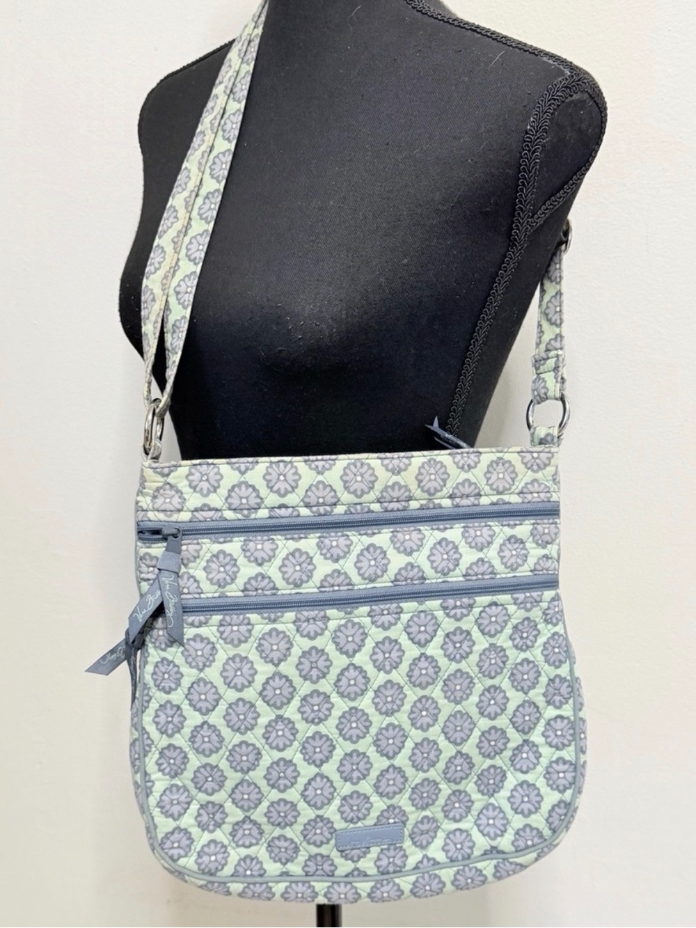 Vera Bradley Mint and Light Blue Quilted Floral Crossbody